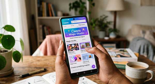 Canva AI Magic Studio Interface on Android Smartphone