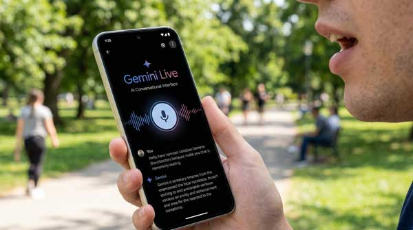 Google Gemini Live AI Conversational Interface on Android