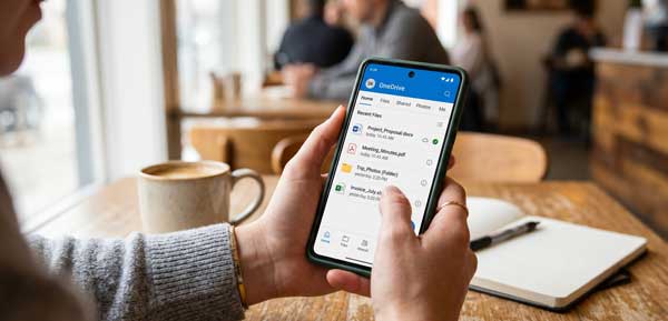 Microsoft OneDrive Cloud Storage Interface on Android Smartphon