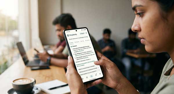 Perplexity AI Search Engine Interface on Android Smartphone