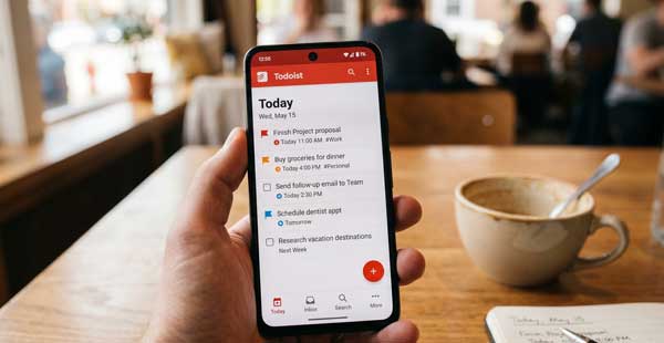Todoist Task Manager Interface on Android Smartphone